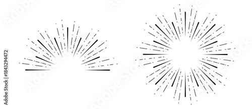 Sunburst Retro Dash Lines Radial Vector Illustration