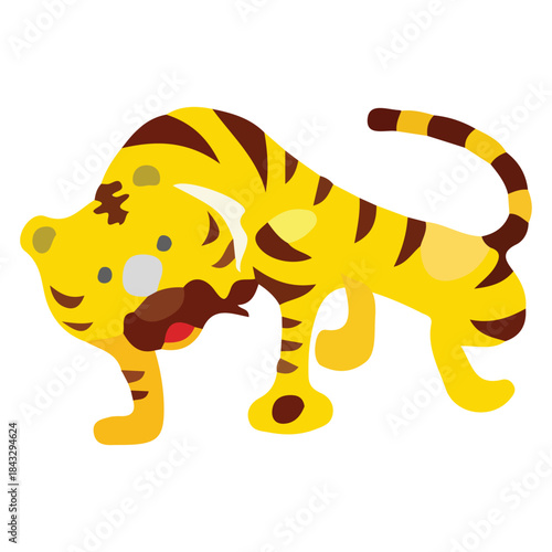 Cute baby tiger and leopard cartoon vector illustration isolated on white background for jungle animal wildlife icon art....