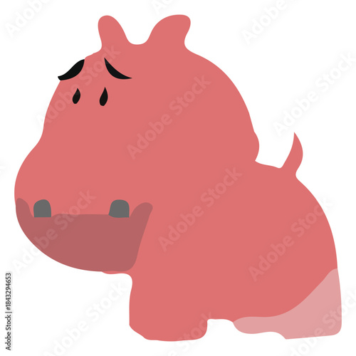 Cartoon illustration of a funny pink piggy bank, coin and rhino animal on a farm for business finance savings and wealth