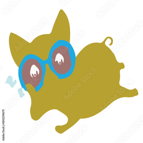 funny cartoon cat illustration with cute kitten character