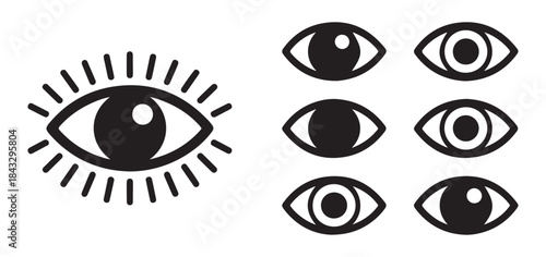 Eye icon set. collection of vision symbols. simple flat design vector illustration for web, apps, and print
