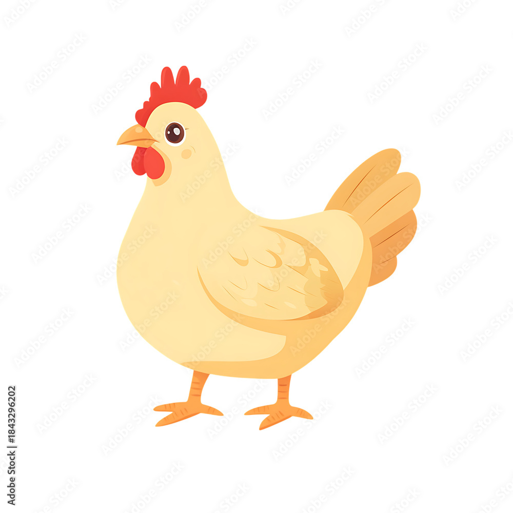 Fototapeta premium Illustrated Hen on Transparent Background, Cute Chicken Vector for Design Projects