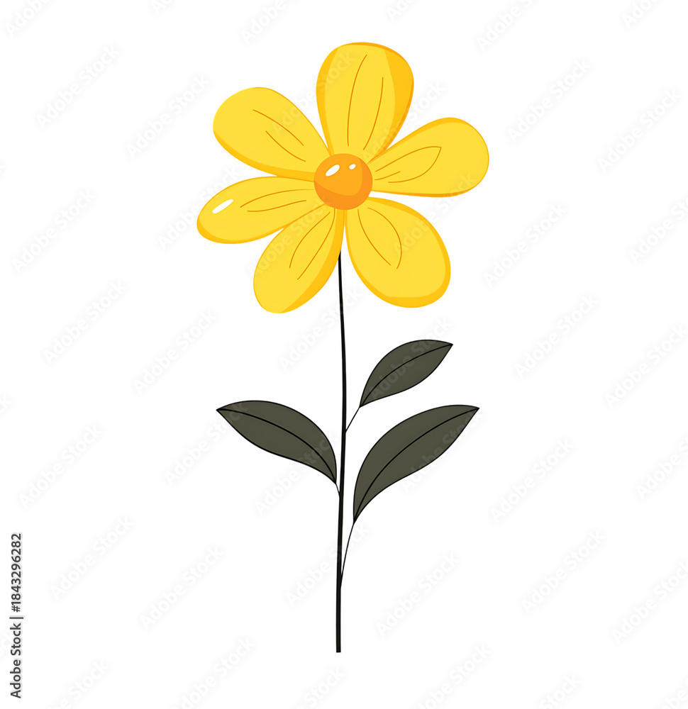 Fototapeta premium Bright Yellow Flower with Transparent Background - Simple, Elegant Design for Web and Print Use