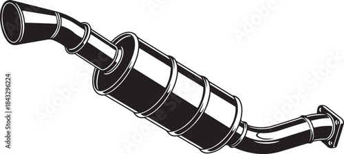 Black and white technical illustration of an automotive exhaust system component
