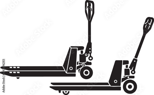 Pallet jack icon silhouette set for logistics and warehouse operations
