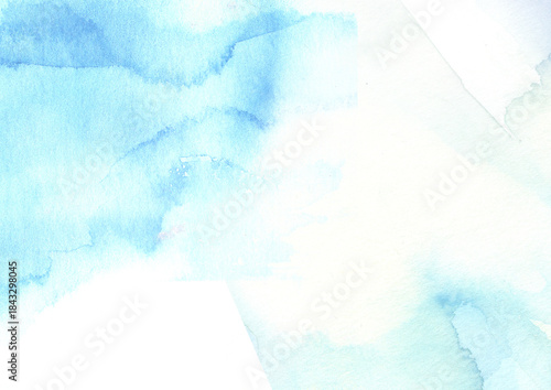 青の水彩絵の具がにじむ背景テクスチャ