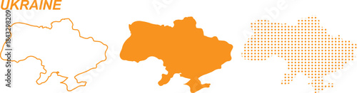 Ukraine Map Vector Set, Eastern Europe Outline Silhouette Dotted Shapes, Ukraine Country Infographic Template, Editable EPS Ukraine Geography