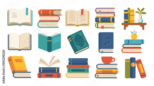 Collection of Flat Design Books and Reading Materials