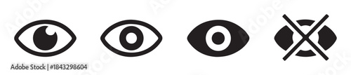 Set of eye icons, show hide password eye line vector icon, ui web button vision symbol concept