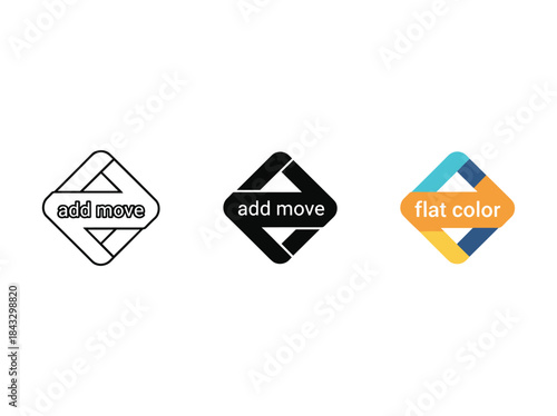Add move and flat color logo design variations