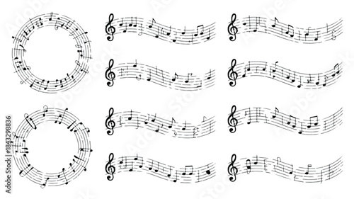 Musical Notes and Staff Elements clef composition