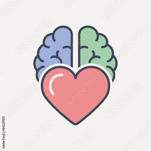Stylized brain and heart symbol representing emotional and logical thought.