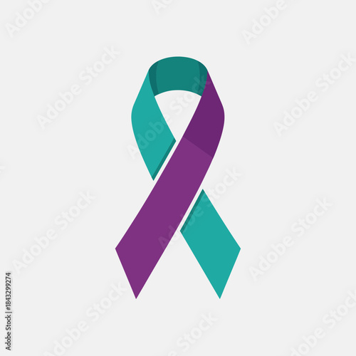 Two-toned ribbon symbol for awareness and support.