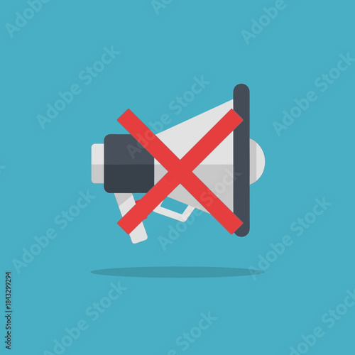 Megaphone with a red cross symbol indicating silence or prohibition.