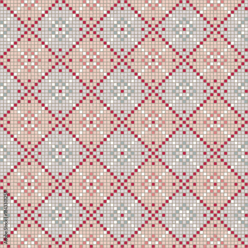 ornament of hand drawn squares. vector seamless pattern. pink, blue repetitive background. modern decorative art. geometric fabric swatch. embroidery template. textile design