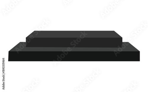 Black podium stage or pedestal for product presentation isolated on white