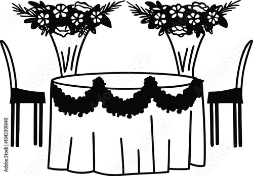 Vector art illustration design of a tree and forest drawing with nature silhouette, ink grunge paint pattern, and black icon set