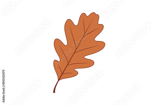 A stylized brown lobed oak leaf on a white background