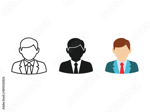 Three businessmen icons representing different styles
