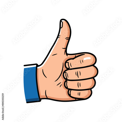 Hand Gesture Thumbs Up Illustration, Positive Approval Sign