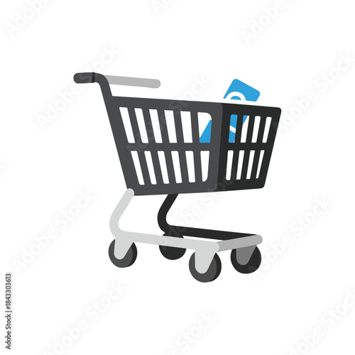 Shopping Cart with Digital Payment Icon, Modern Design