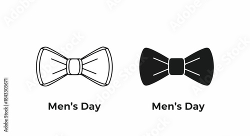 Black and white bow tie illustrations with 'Men's Day' text on a plain white background.
