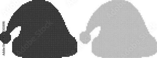 Black and Gray Santa Hats Isolated on White Background