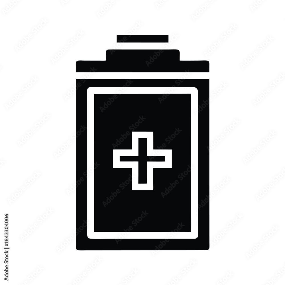 Fototapeta premium Battery With Plus And Minus Symbols Icon Vector Illustration