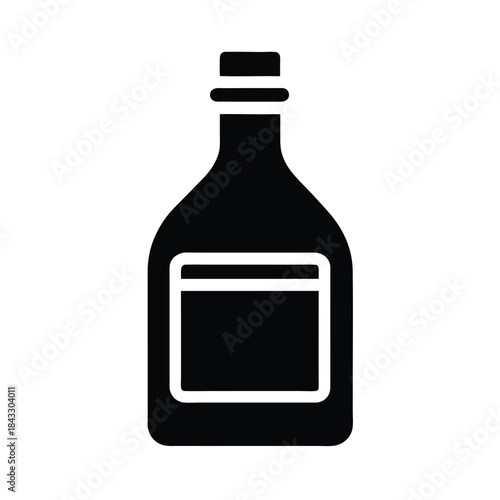 Bottle With Label And Cap Icon Vector Illustration