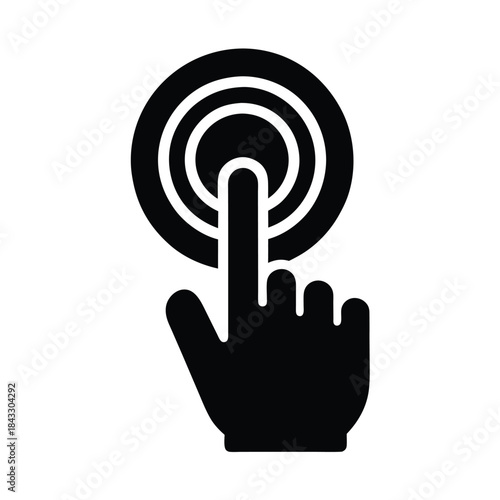 Hand Pressing Button Icon Vector Illustration