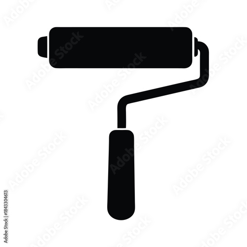 Paint Roller With Handle Icon Vector Illustration