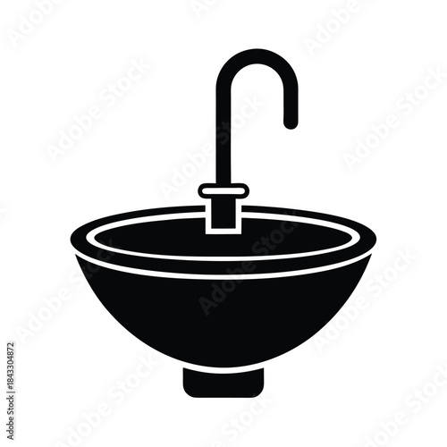 Sink With Faucet And Basin Icon Vector Illustration