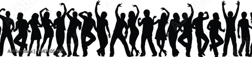 Diverse group of children silhouettes vector illustration set, boys and girls dancing and posing with raised hands, symbolizing fun, childhood energy, 