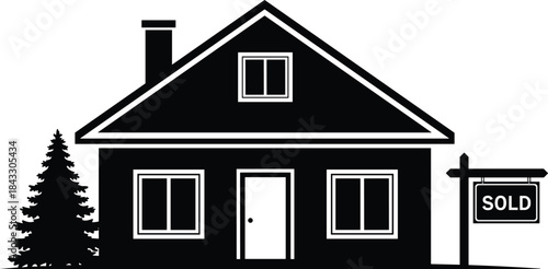 Diverse Vector Silhouette Set of Architectural House Styles, Featuring Victorian, Gothic, Craftsman, Modern, and Traditional Homes, Suitable for Property and Real Estate Graphics.