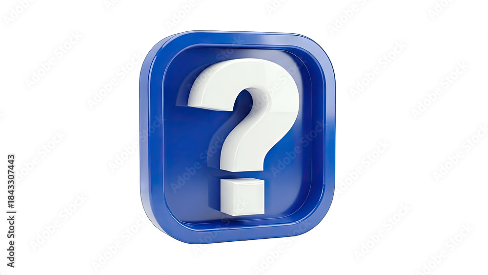 Naklejka premium Question Mark Icon in Blue Frame on White Background