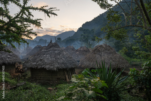 Traditional Kogi Indigenous Village Huts Sierra Nevada de Santa Marta Colombia