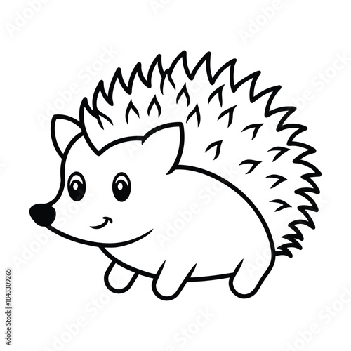 A cute cartoon hedgehog, a small funny mammal with brown spines, is a delightful illustration of wild animal nature