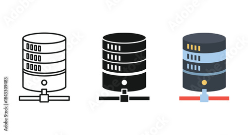 Database server icons in different styles
