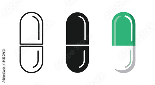Pills icon set for medical use