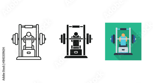 Different styles of smith machine fitness equipment illustration