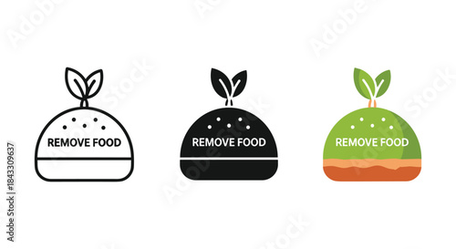 Remove food waste icons set for composting