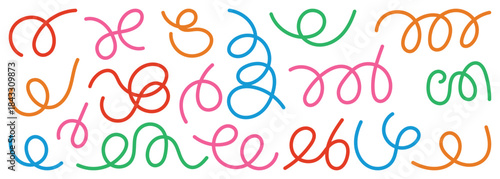 Abstract Organic Color Line Shapes. Vector Squiggle Pattern Design. Abstract Colorful Hand-Drawn Squiggle Lines Pattern with Playful Gradient Doodles