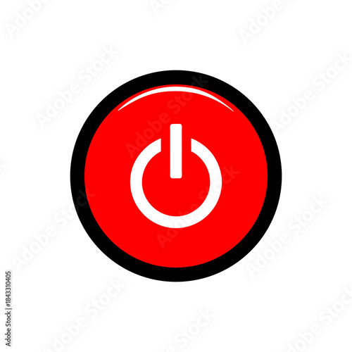 Power Button Icon  High Contrast Red and Black vector