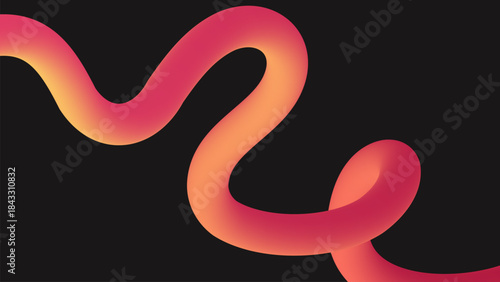 Creative 3d liquid loop shape with red and orange gradient flow on black background