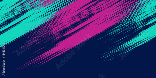 Vector halftone gradient effect. Vibrant abstract background. Retro 80's style colors and textures.