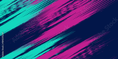Vector halftone gradient effect. Vibrant abstract background. Retro 80's style colors and textures.