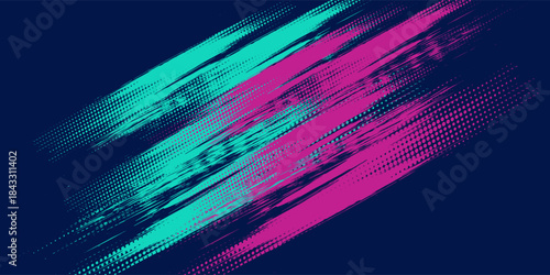Vector halftone gradient effect. Vibrant abstract background. Retro 80's style colors and textures.