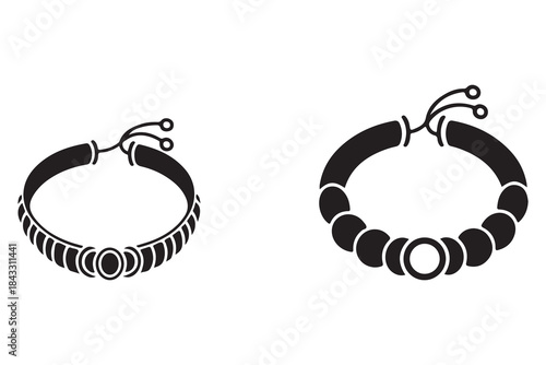 Two stylish adjustable cord bracelets with decorative beads and charms isolated on white background