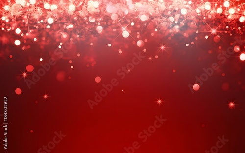 Red background with bokeh lights and sparkles