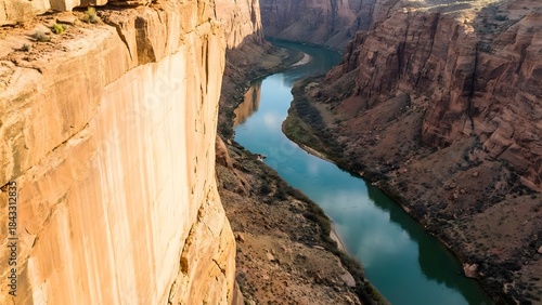 Scenic View of Grand Canyon with Colorado River.